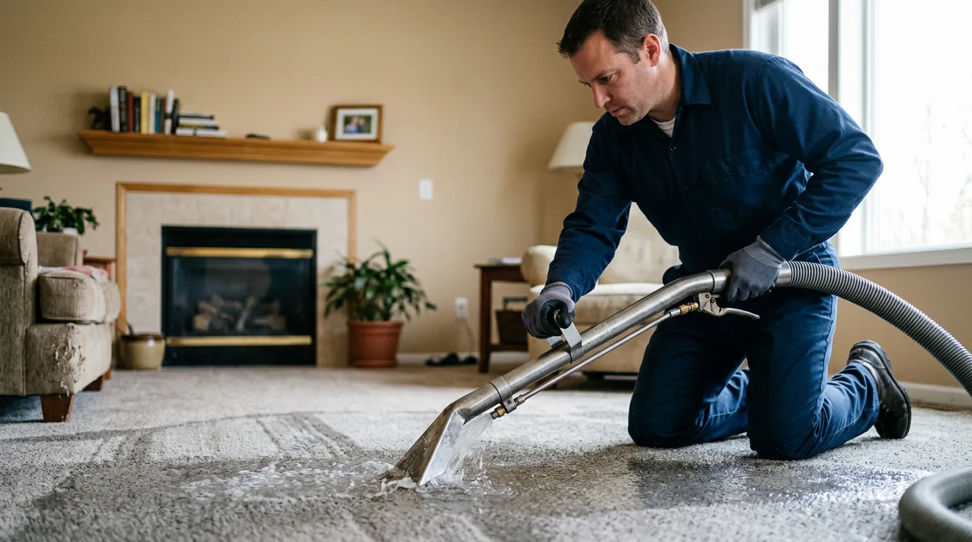 Water damage restoration technician working near Carle Place, NY